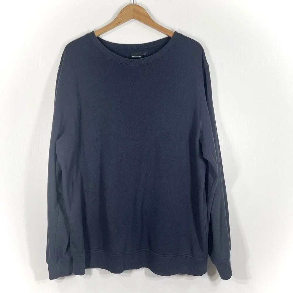 Richer‎ Poorer Crew Sweatshirt Mens Size XXL Navy Blue Cotton Blend Ribbed Hem